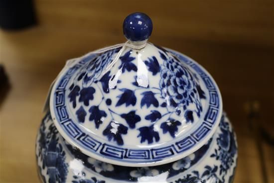 A Chinese blue and white jar and cover, Kangxi mark but late 19th century height 37cm